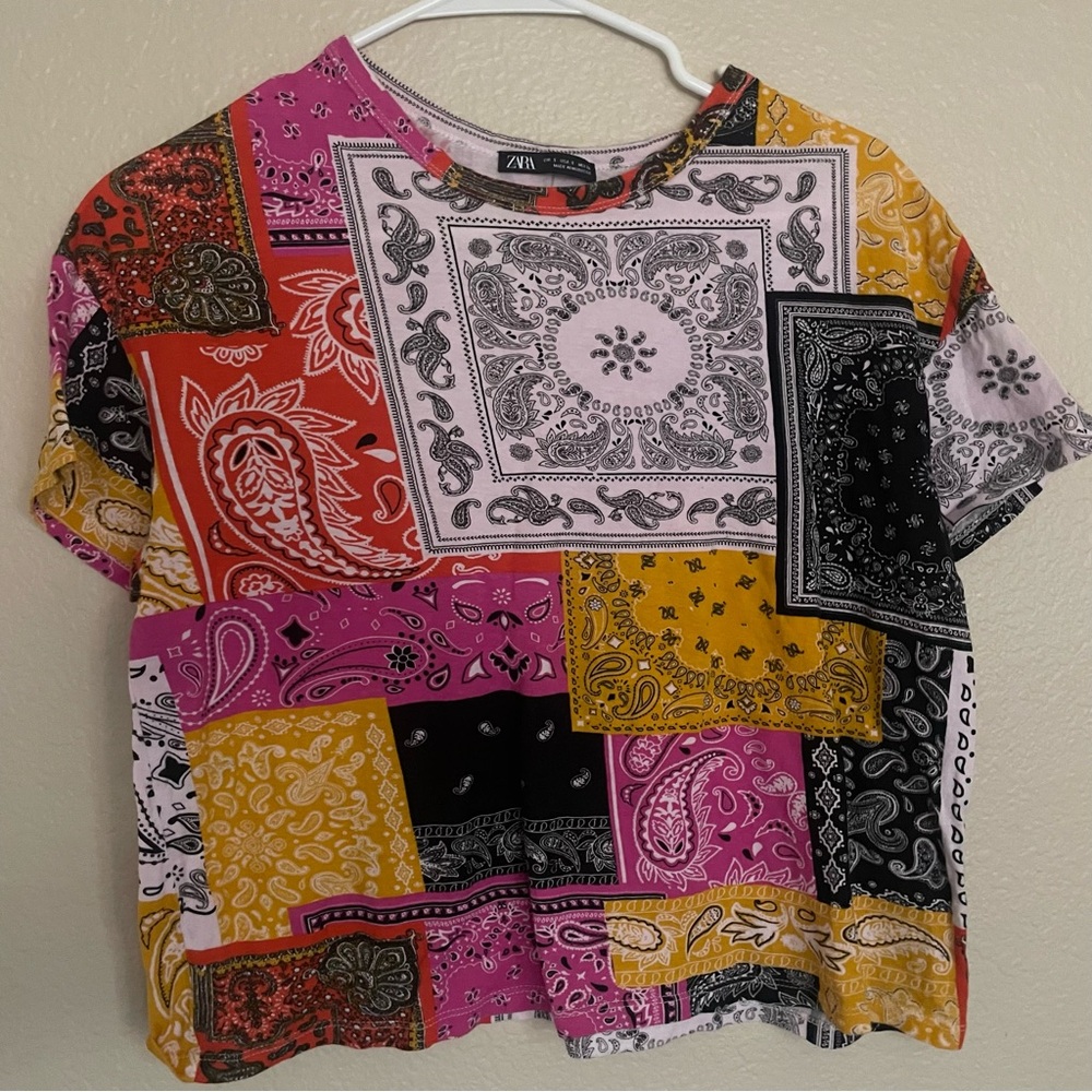 Zara Multicolor Paisley Patchwork Top